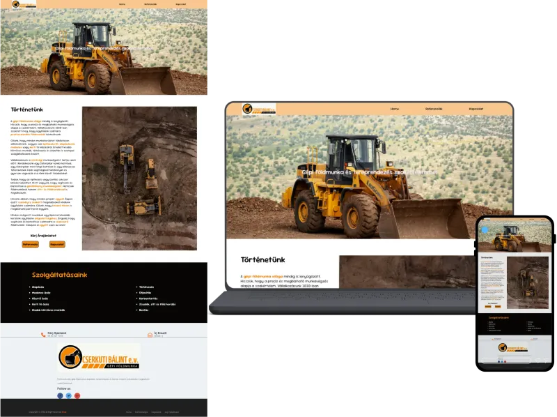 Gépi Földmunka corporate weboldal referencia