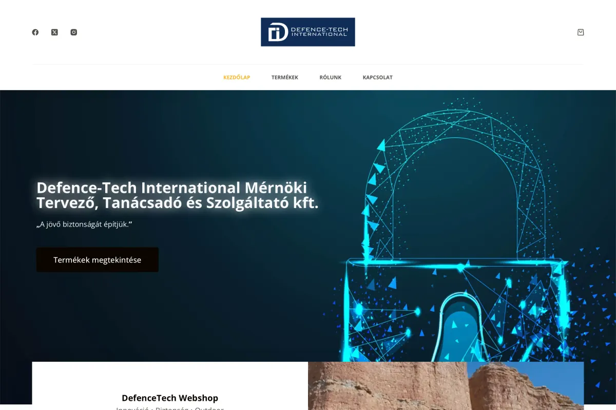 Defencetech weboldal előnézet