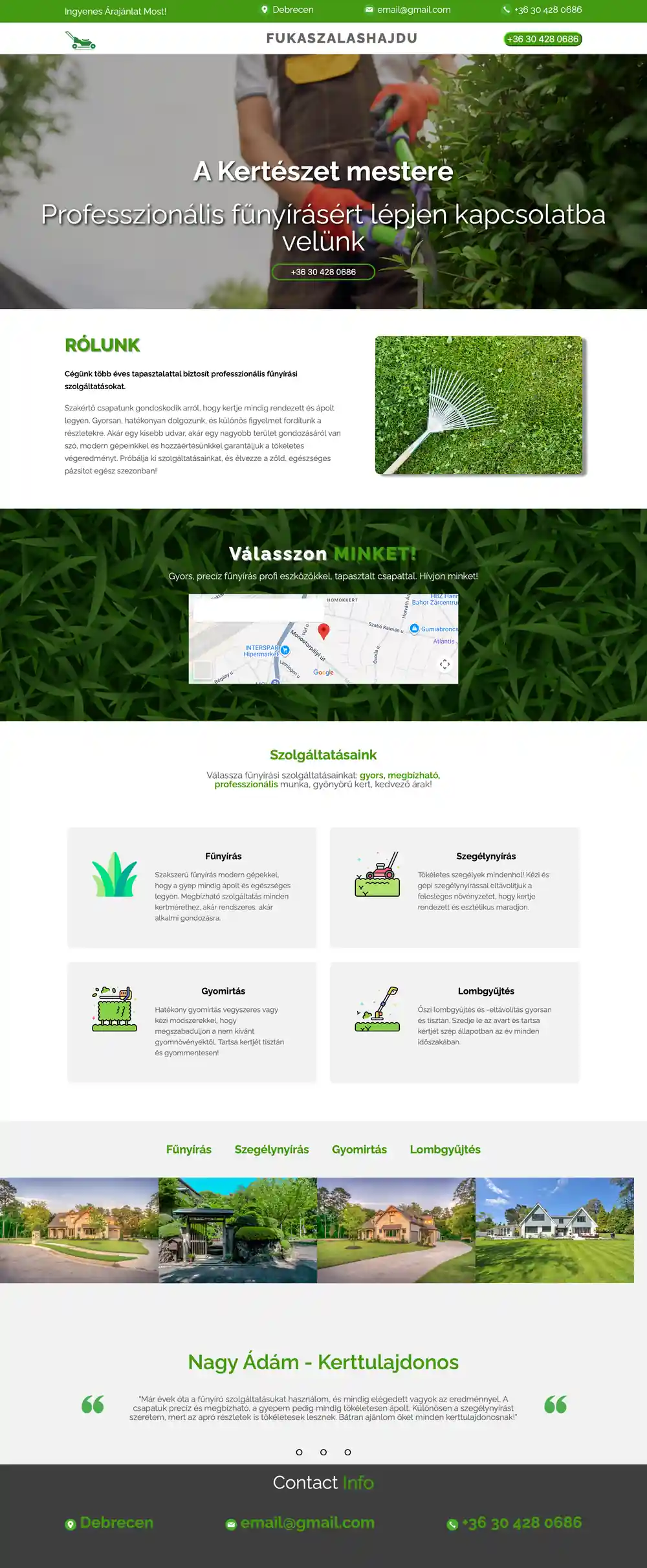 Fukaszalashajdú Kertészet teljes weboldal