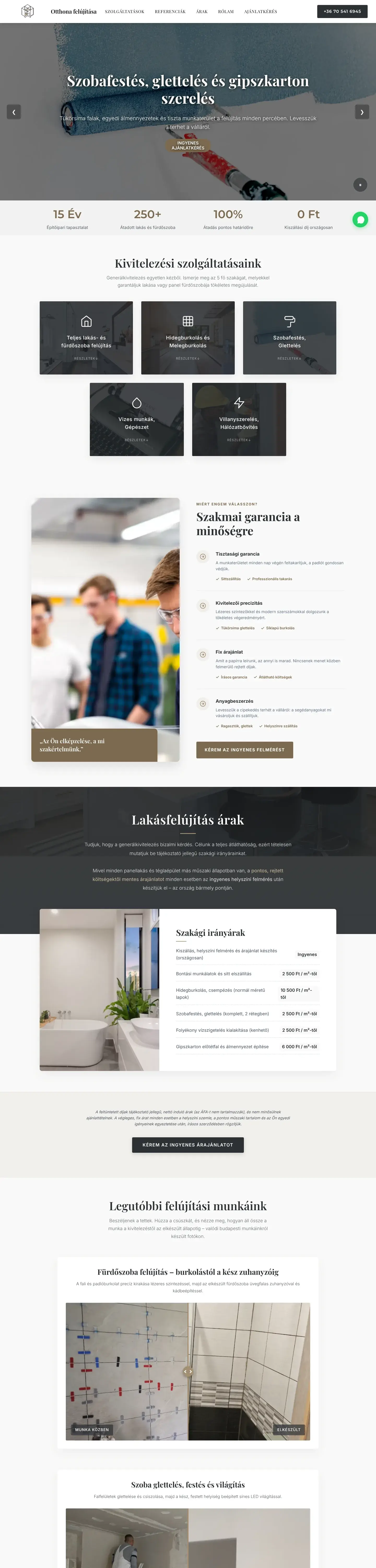 Otthona felújítása teljes weboldal