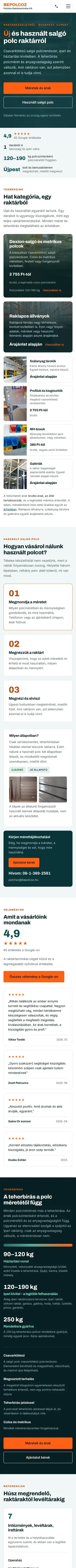 Polcház Kft. mobil nézet