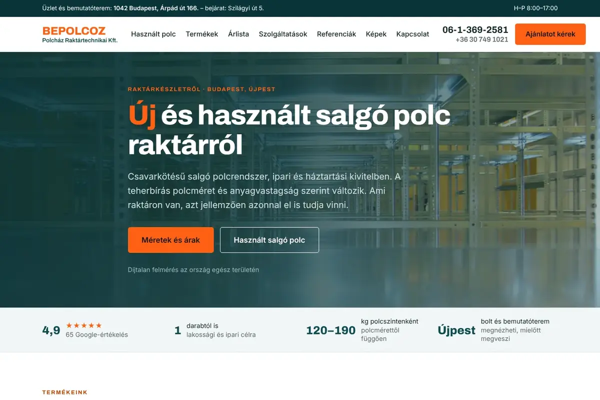 Polcház Kft. – weboldal referencia