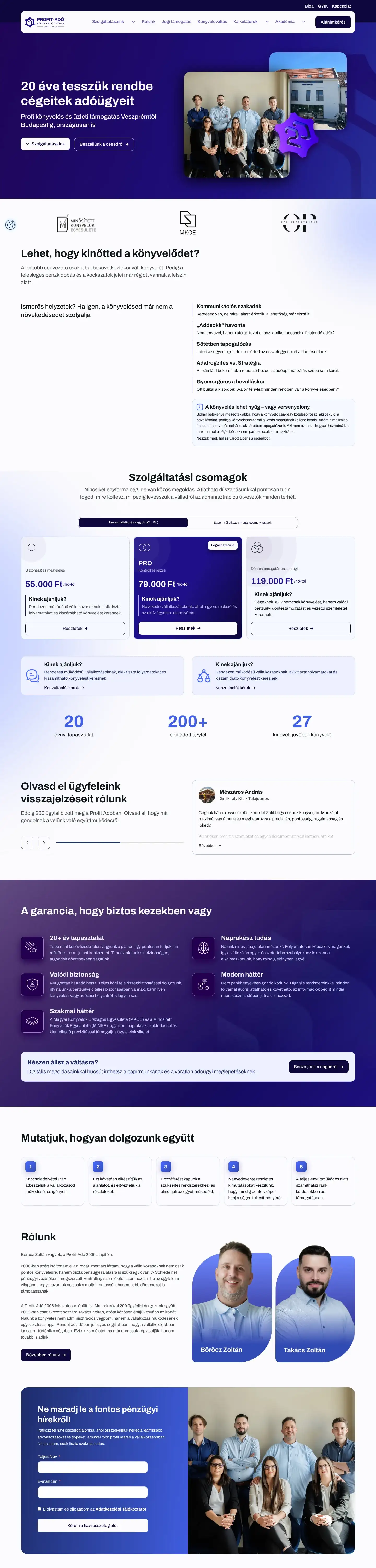 Profit-Adó teljes weboldal