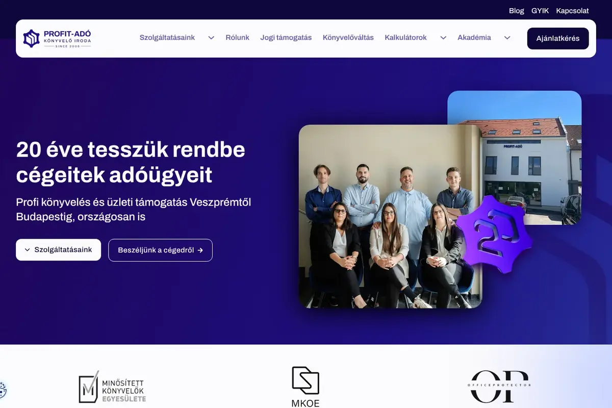 Profit-Adó – weboldal referencia